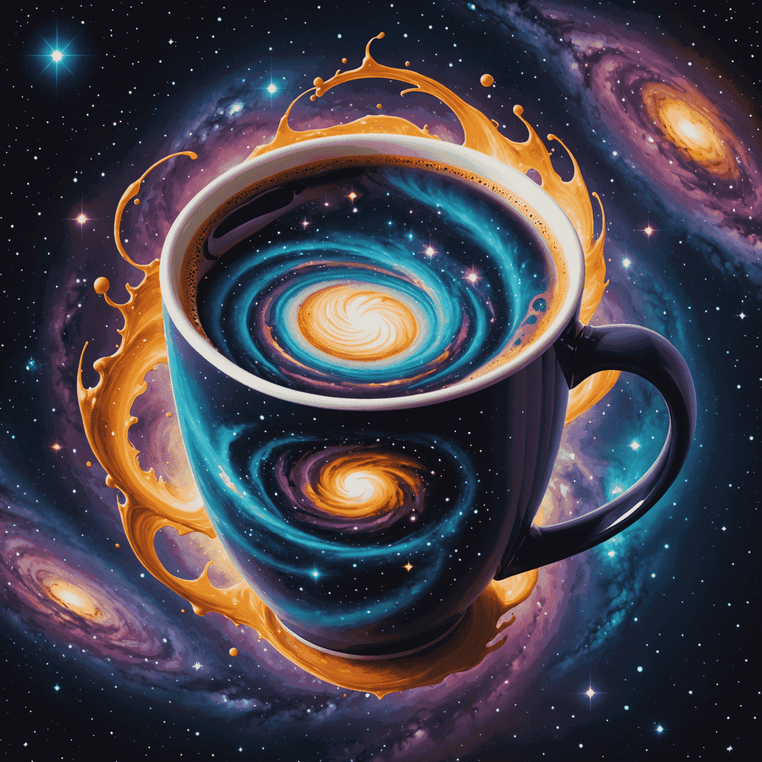 Bil Logo - A cosmic coffee cup with swirling galaxy patterns