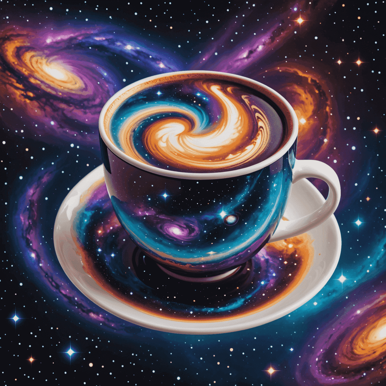 Bil Logo - A cosmic coffee cup with swirling galaxy patterns