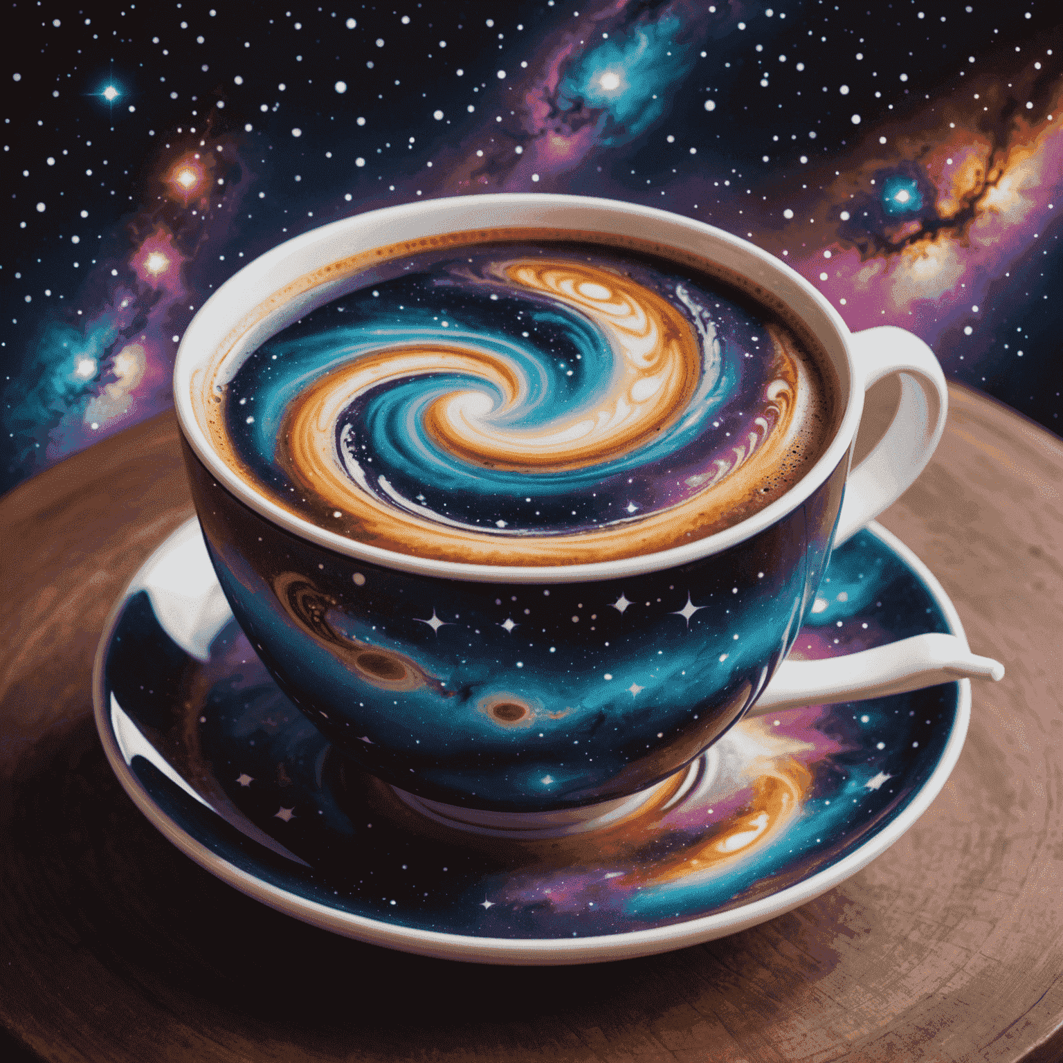 Bil Logo - A cosmic coffee cup with swirling galaxy patterns