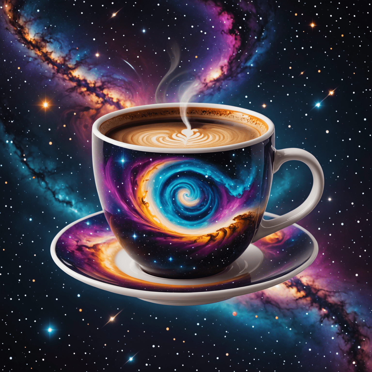 Bil Logo - A cosmic coffee cup with swirling galaxy patterns