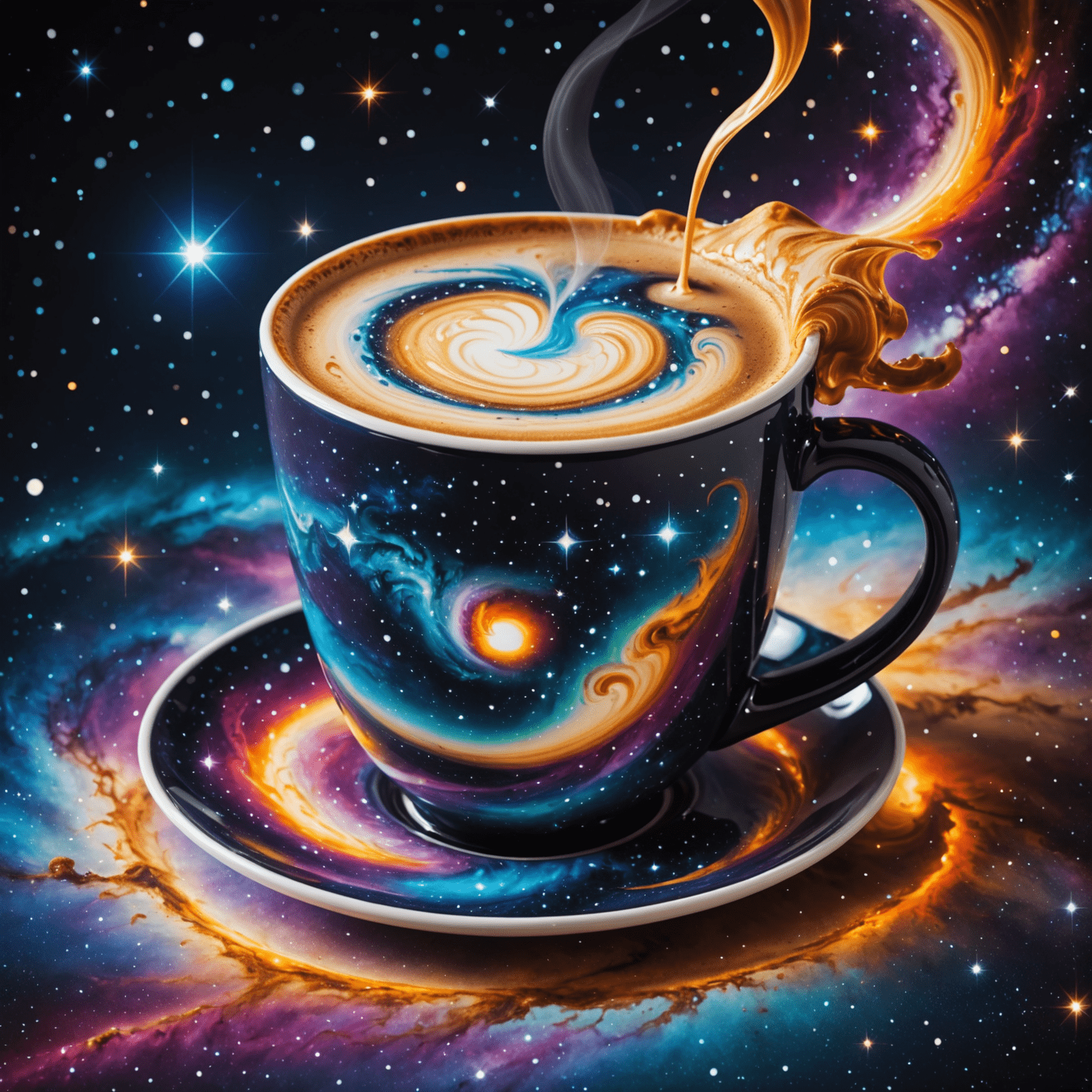 Bil Logo - A cosmic coffee cup with swirling galaxy patterns