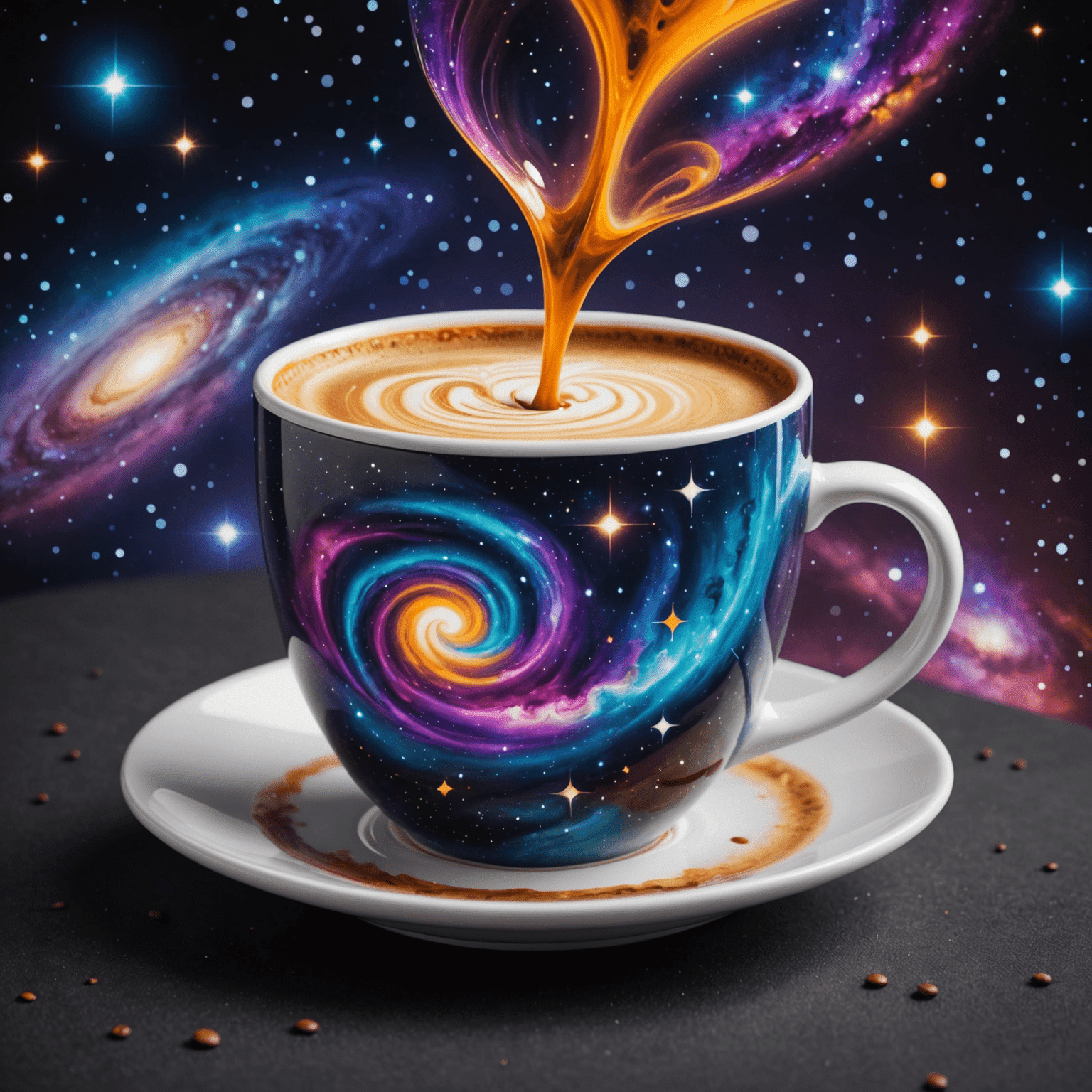 Bil Logo - A cosmic coffee cup with swirling galaxy patterns