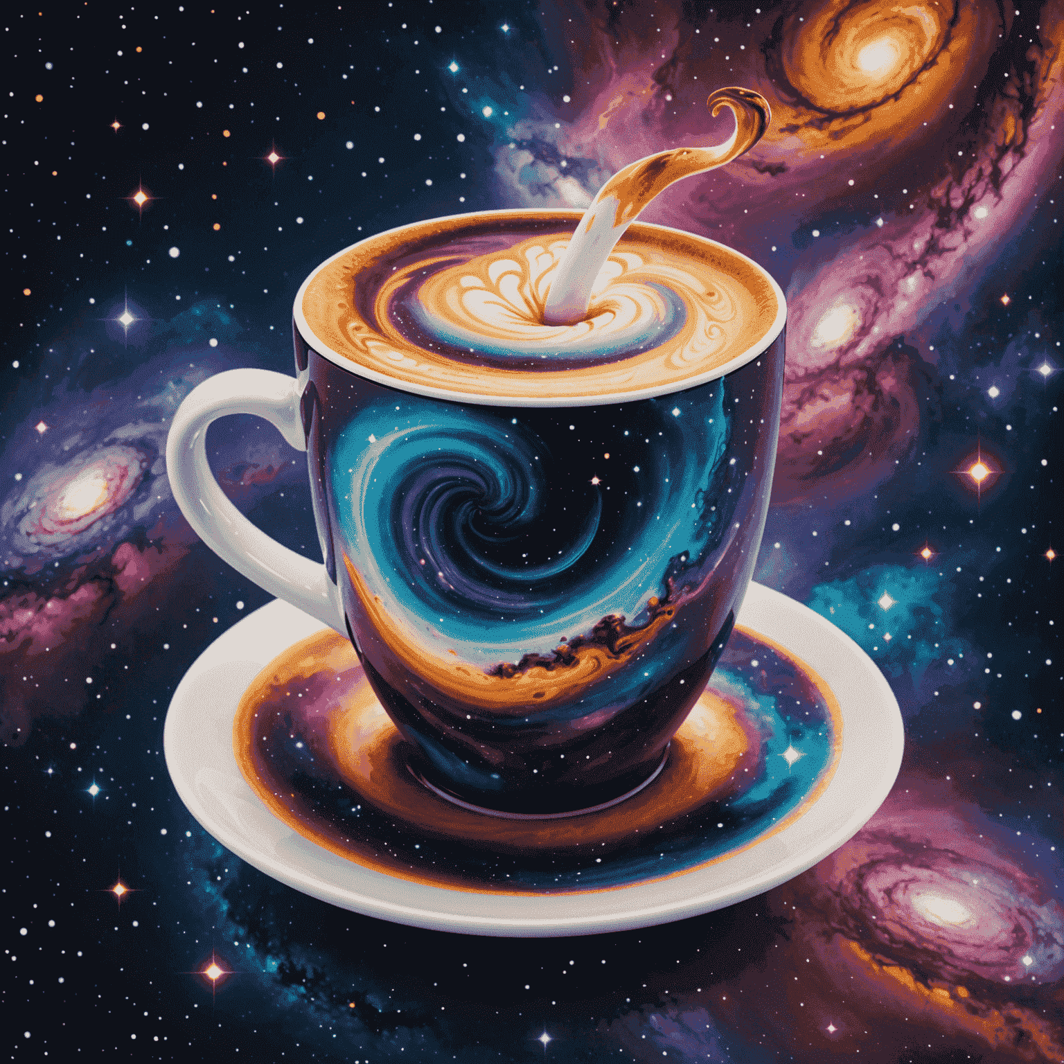 Bil Logo - A cosmic coffee cup with swirling galaxy patterns