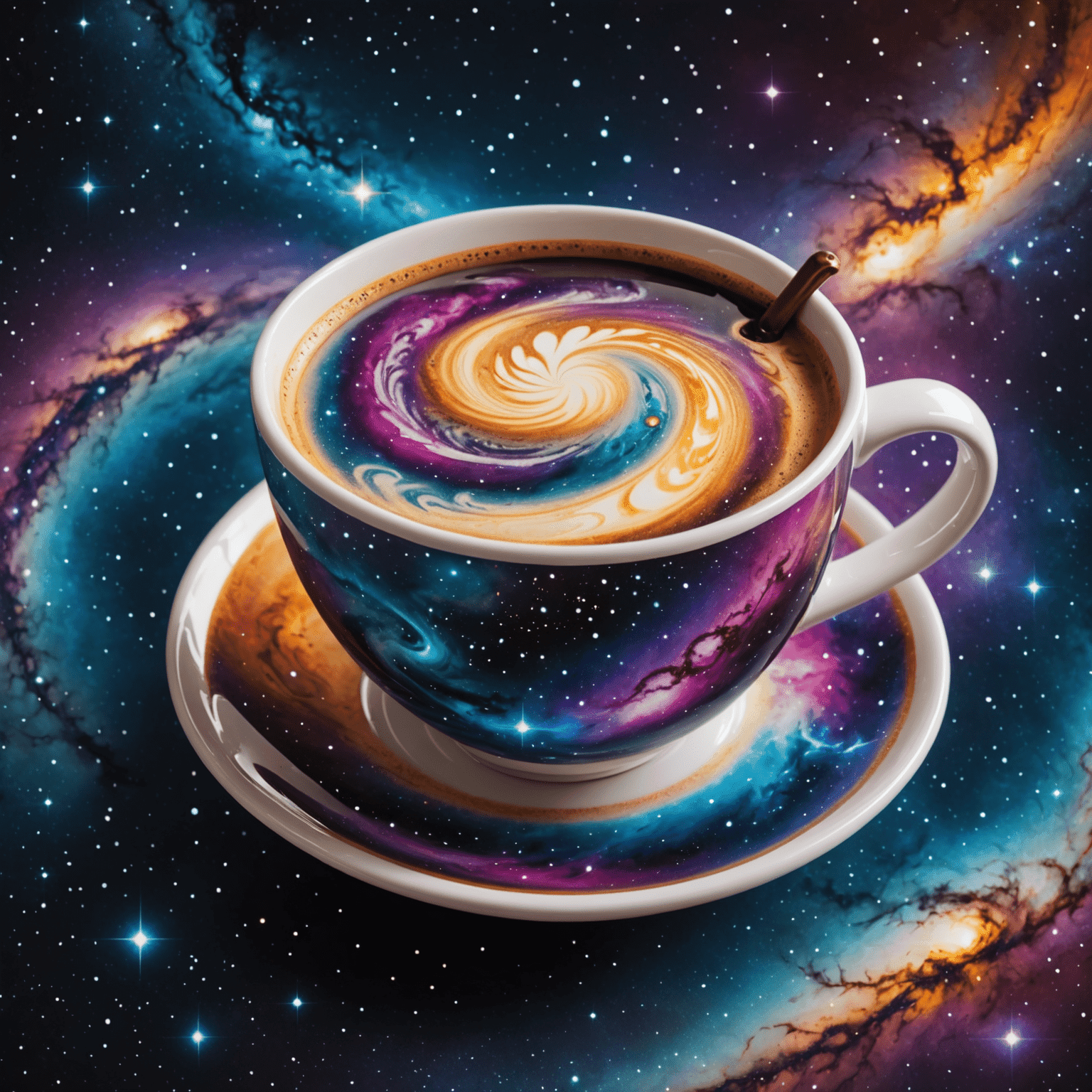 Bil Logo - A cosmic coffee cup with swirling galaxy patterns