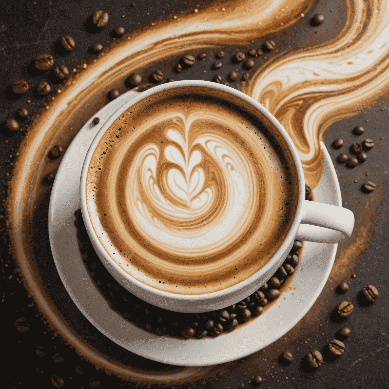 A creamy, swirling coffee blend with streaks of white and brown, reminiscent of the Milky Way galaxy